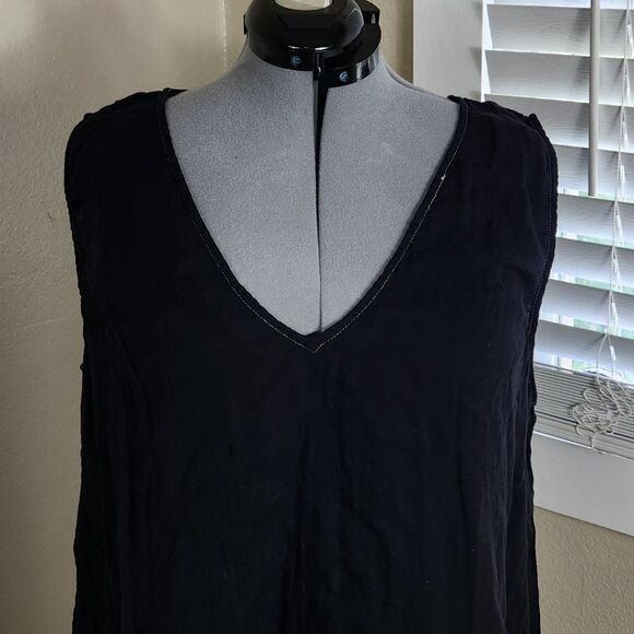 Johnny Was Calme Black Double V-Neck Cotton Drape Tank XXL NWT - Picture 2 of 13